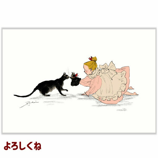日本 插畫家 くらはしれい Kurahashirei 明信片《女孩和貓》
