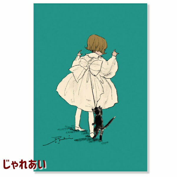 日本 插畫家 くらはしれい Kurahashirei 明信片《女孩和貓》